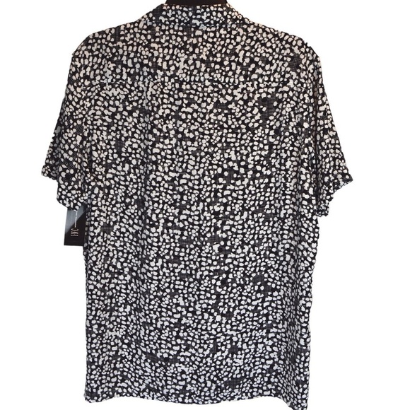 Men’s Silky Grey & White Abstract Print Button Down Loop Collar Shirt, Medium - Picture 4 of 8